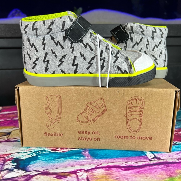 Lightning Toddler High Top Belmont Sneakers Textured Bottom for Grip See Pics - Picture 9 of 11